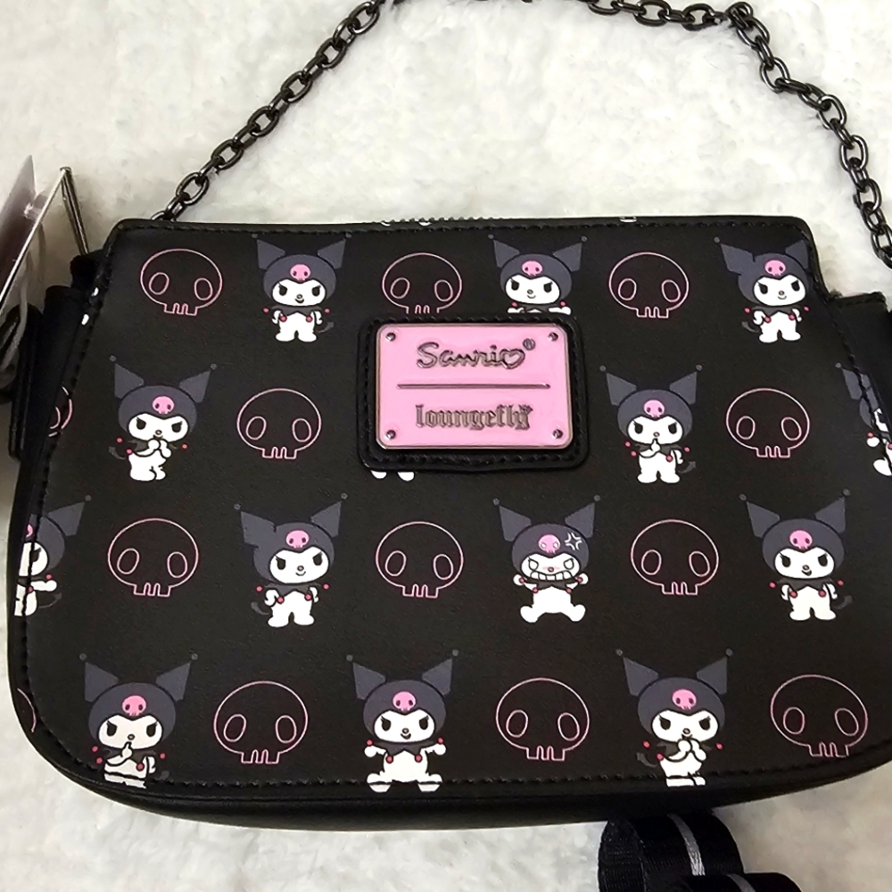 Sanrio Kuromi × Loungefly Skully Convertible Crossbody Bag With Coin Purse - Picture 3 of 6